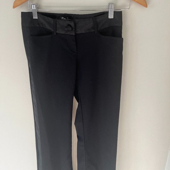 D&G Satin Trim Tuxedo Wool Blend Tuxedo Pant Low Rise Slight Flare Black sz 2 - Picture 3 of 9